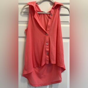 Women's Coral Sleeveless Button-Up Top